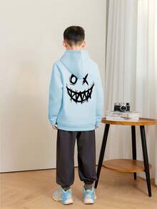 男童休闲印花黑色保暖套头卫衣，秋季款