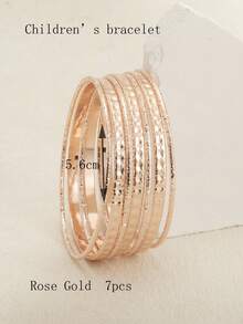 7件套金属独特设计浮雕花卉图案手镯套装 - 彩色 - 查看 14