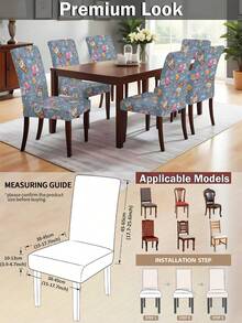 1pc/4pcs/6pcs/20pcs Easter Polyester Stretch Chair Covers, Egg Rabbit Floral Chair Back Protector Slipcovers, Washable For Home Dining Room Living Room Kitchen Decor - Black - View 3