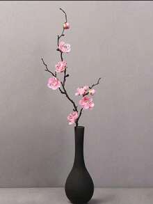 1件人造桃花和蜡梅花装饰摆件，适用于家具、书桌、办公室、餐厅、派对花瓶 - 粉色 - 查看 8