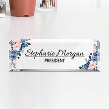 1pc Personalized Acrylic Custom Name Plates For Office Desks,Customize Text,20 Styles,Office Nameplate Engraved With Flower Patterns,Custom Desk Name Plate Personalized, Acrylic Name Plate For Desk, Office Desk Decor For Women And Men - Multicolor - View 15