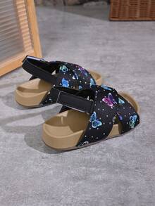 夏季新款儿童凉鞋 时尚户外公主鞋 软底幼儿女童婴儿凉鞋 [不对称图案] - 黑色 - 查看 4