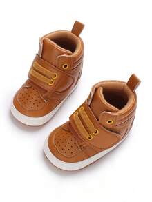 Fashionable & Versatile Leather Decor Design High-Top Anti-Slip Soft Bottom Leather Decor Design Infant & Toddler Sports Shoes, Autumn - Brown - View 5