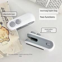 OBOVAY 1 Stück USB aufladbares Mini Thermosiegelgerät, Doppelfunktion Schneiden und Versiegeln, tragbar für Outdoor-Camping, Haushalts-Lebensmittel-Vakuumiergerät, plastikfreier Snack-Versiegler - Verschiedenfarbig - Übersicht 2