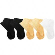 5 Pairs Summer Woman Lace Flower Hollow Out Hosiery Breathable Cool Tulle Transparent Invisible Ruffle Socks Ladies - Multicolor - View 11