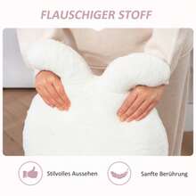 HOMCOM Office Chair, Office Chair With Rabbit Ears, Height Adjustable, Velvet-Look Dressing Chair, Swivel Chair, Bedroom Chair, White - White - View 5