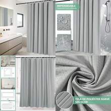 KTMOUW Cortina de Baño, Cortinas de Ducha 180x180cm Impermeable, Tela Lavables con 12 Ganchos Plegable Secado Rápido Cortinas para Duchas de Baño y Bañeras,(Gris) - Multicolor - Ver 2