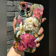 2026 nueva funda de teléfono esmerilada, funda de teléfono con estampado floral de mariposa para  17 14 Pro Max  17 13  17 12  17 11  Galaxy S23 S22 S21 S20 funda protectora para teléfono regalo de pareja para novio novia regalo de vacaciones - Blanco antiguo - Ver 1