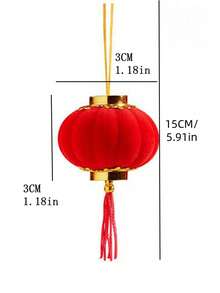 30pcs Plush Mini Lantern String Decoration For Bonsai, Wedding, Festivals. Chinese Knot & Lanterns Hang On Tree Tips. - Red - View 2