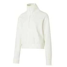 Adidas 女士运动衫，翻领套头衫，SFL HZ SWT，休闲运动日常时尚上衣，KH0207 - 漢玉白 - 查看 1