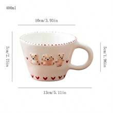 1pc Embossed Heart Bear Bread Cup, Breakfast Cup, Coffee Cup, Herbal Tea Cup, Birthday Gift, Christmas, Halloween, Home, Office Or Cafe Use, Reusable - Multicolor - View 8