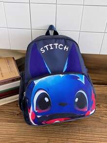 Stitch Printed Aesthetic Backpack - Multifunctional Lightweight Everyday Bag, Suitable For Commuting, Travel Or Casual Outings, Also A Great Back-To-School Essential And Gift Choice - Fabric Daily Backpack With Multiple Pockets For Organizing Books, Electronics And Personal Items - Multicolor - View 9