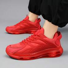 Cocooon Men's Cushioned Blade Thick Sole Casual Sports Shoes, Fashionable Shock-Absorbing Running Sneakers Suitable For All Seasons - Red - View 5