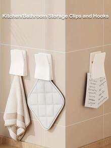 Kitchen/Bathroom Storage Clips - Strong Adhesive Dishwashing Glove Hooks, Rubber Glove Rack, Cleaning Cloth Clips, No-Drill Household Organizer | Practical Holiday Gift Recommendation