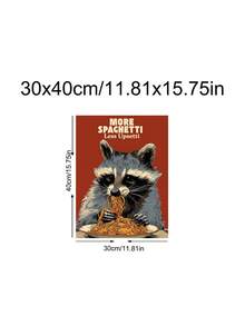 1幅“饿猫意大利面”图案海报，幽默海报，趣味厨房墙饰，复古趣味浣熊意大利面海报，幽默厨房墙饰，节日礼物，卧室装饰，客厅装饰，办公室装饰，餐厅装饰，墙饰，家居装饰，房间装饰，帆布墙饰，海报，带框墙饰，可选画框 - 彩色 - 查看 20