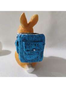 1pc 6.3 Inch Cute Rabbit Planter With Backpack, Gardening Decor, Desktop Ornament - Resin Plant Pot Stand, Suitable For Yard, Home, Office Desk Decoration, Multifunctional Decorative Accessory - Perfect Gift For Pet Lovers, Holiday Table Decor, Textured Plush Details