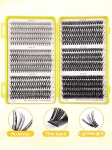 600pcs C-Curl Fluffy 3D Mink Eyelashes, High Quality, Lowest Price, New DIY False Lashes, Soft & Voluminous, Suitable For Short, Light-Colored, DIY Eyelash Extension At Home - 黃色 - 查看 2
