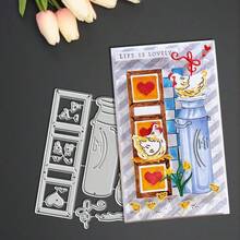 Creative Chicken And Kettle Metal Cutting Dies, DIY Scrapbooking Album And Embossing Stencil, Greeting Card Making Tool, Card Paper Cutting Crafts ,Gift Card Making Template Die Cuts. - Silver - View 2