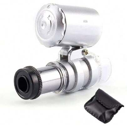 Microscopio 60X, Mini Microscopio de Bolsillo 60X, con Luz LED y Lámpara UV, Diseño de Interruptor Giratorio, Especialmente para Inspeccionar Pequeños Detalles, Lupas de Joyería,36981580