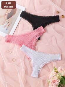 3 chiếc quần lót dây cho nữ size lớn phối ren, mềm mại và thoải mái - Nhiều màu - Xem 2