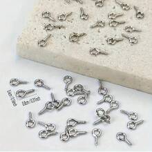200pcs Assorted 4/5/6mm DIY Sheep Eye/Threaded Screws For DIY Jewelry Making, Suitable For Various Small Accessory Hole Connections - Silver - View 3