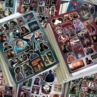 8pcs Sticker Sheets, Anime-Style Decorative Wall Collage Material, Waterproof Sticker Decals