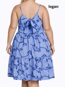 Plus Size Floral Foliage Print Dress With Adjustable Straps And Ruffles - COR D - View 2