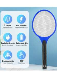 Raqueta Eléctrica Recargable Mata Moscas Y Mosquitos - Multicolor - Ver 3