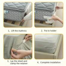 4个床单固定器，带锁扣，耐用床单角固定器，安装简便，适用于各种尺寸的床垫，牢固固定床单。 - 灰色 - 查看 6