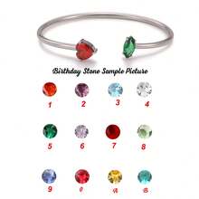 Customized Birthstone Bracelet, Gold Color, Personalized Mother's Bracelet, Inlaid With Exquisite Gemstones, Minimalist Stainless Steel Jewelry, Gift For Best Friend