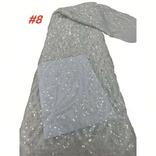 2026 African Lace Fabric, Sequin Beaded Embroidery, High-Quality Nigerian French Tulle Lace Fabric For Bridal Gown Sewing