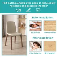 8/24 piezas Protectores de piso de silla de silicona cuadrados con fieltro, almohadillas antiarañazos y reductoras de ruido transparentes, adecuadas para el hogar, la oficina, la cocina, el comedor - Gris - Ver 5