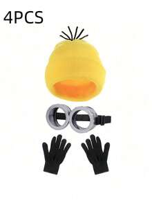 1顶针织帽，男女通用，黄色，刺绣，柔软时尚，非常适合万圣节、圣诞节和其他场合。 - 多色 - 查看 2