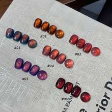 10毫升/瓶 秋冬磁性猫眼指甲油凝胶，2026新款闪粉火焰紫金红猫眼指甲油凝胶，法式美甲，红色美甲，圣诞美甲 - 彩色 - 查看 4