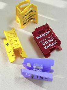 1个女士“过度兴奋”警告标志发夹，“远离”标志发夹，趣味黄色发夹，适合浓密蓬松的头发，送给同事和朋友的礼物，波西米亚街头风发饰，时尚发夹，优雅发卡，精致爪夹 - 彩色 - 查看 6