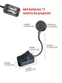 4颗LED黑色夹式阅读灯，3种色温，护眼阅读灯，可调光，迷你便携夹式阅读灯（不含电池），适合床头阅读 - 护眼，无级调光，迷你便携轻巧夹式阅读灯 - 小書燈 - 查看 12