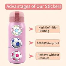 60 Pieces Soccer Stickers, Vinyl Stickers Bottle, Helmet, Laptop, Phone, Gifts, Ball Party Favors, Sport Stickers Soccer Decorations Teens Blue - Blue - View 7