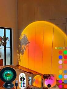 1pc LED Sunset Ambiance Night Light, USB Powered With Remote Control, For Home Decor, Bedroom, Living Room, Dining Room, Cafe, Yard, Wedding, Photography Backdrop, Suitable For Valentine's Day, Father's Day, Mother's Day, Birthday Gift - Egg-shaped Sunset Lamp - View 9