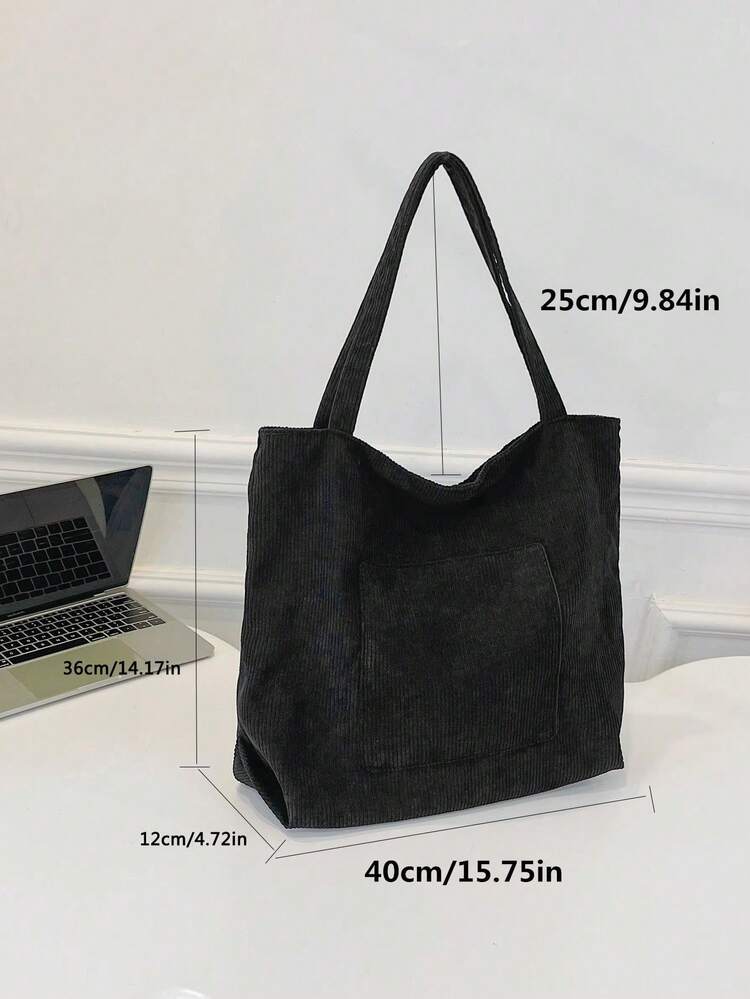 男士纯色托特包，时尚百搭单肩手提包，大容量帆布包，适合学生、大学生、中小学生、教师等，可作礼物、购物袋、返校用品包、带拉链书包、大号托特包、旅行必备帆布包、笔记本电脑包、沙滩周末包、沙滩包。 - 黑色 - 查看 11