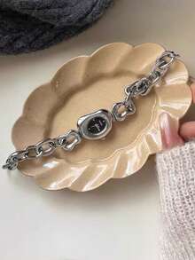 1件金/银不规则形状女士石英表，精致、时尚、独特，适合日常佩戴、生日/毕业礼物和休闲聚会。 - 均碼 - 查看 7