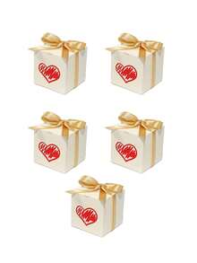 5pcs Valentine's Themed Mixed-Shape Favor Boxes, Stylish Heart & "LOVE" Design, Red/Gold/White Boxes With Satin Bows, Perfect For Valentine's Goodie Bags, Romantic Holiday Treats, Couple Gathering Supplies & Festive Decor - 6x6x6cm - View 12