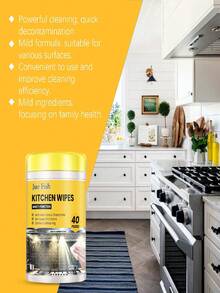 JUE FISH 2 Packs, 80 Sheets/Pack Kitchen Wet Wipes, Strong Grease Removal, Disposable Cleaning Wipes For Home Use, Effective For Removing Oil, Smoke And Stains On Kitchen Countertops, Stoves, Ovens And More - Multicolor - View 6