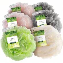 Delicate Bath Sponge, Green, White and Gray, (Pack of 6); Rich Lather, Gentle Cleansing, and Exfoliation for Smoother, Softer Skin,36983218 - Blanco - Ver 1