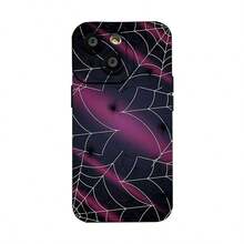 Funda de Teléfono Abstracta con Brillo de Telaraña Compatible con Fundas de Teléfono  17 16 Pro Max 15 Pro Max 13 y 12 Hecha de Material TPU Es Resistente a Impactos y Caídas Perfecta para Amantes de Halloween Regalo Elegante y Único para Familiares, Amigos y Parejas - Negro - Ver 5