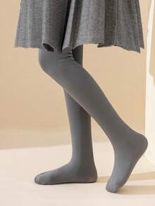 1 件女童儿童婴儿紧身裤，纯灰色，无脚紧身裤，无脚紧身裤，羊毛裤，适合日常紧身裤，简约百搭无脚裤，薄绒舞蹈裤，表面光滑，柔软，亲肤，学院公主，可爱风格，连裤袜，适合春季，冬季，日常穿着，可爱优雅，连体袜，时尚百搭，户外紧身裤，返校季，学生，新学期，学校，教室 - 灰色 - 查看 3