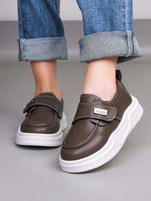 1 Pair Unisex Retro Style Flat Casual Sneakers, Wear-Resistant Anti-Slip Children Canvas Shoes, Fashion Versatile Student Running Shoes, Suitable For All Seasons - Brown - View 6