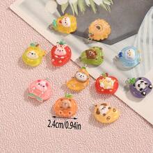 12/24pcs Cute & Unique Resin Fruit & Animal Pendant, Various Adorable Fruit And Animal Combinations; Distinctive DIY Accessories Suitable For Necklaces, Earrings, Phone Cases, Bags And Other Decorations - Random Mix - Fruit Pendant - View 3