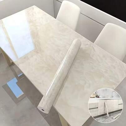 1 Roll Beige Self-Adhesive Waterproof Wallpaper - Oil And Heat Resistant, Marble Pattern, Easy To Cut, Suitable For Kitchen Countertops, Furniture Renovation And Wall Protection. Made Of Textured Vinyl Material, Perfectly Matches Modern Kitchen Home Decor Wallpaper And Furniture Renovation. Size: 15.7 Inches X 39.3 Inches / 118.1 Inches / 196.8 Inches