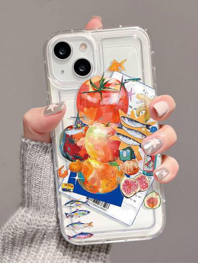 1 chiếc ốp lưng điện thoại TPU trong suốt, thời trang, in hình trái cây và thực phẩm, có khả năng hấp thụ sốc, tương thích với iPhone 16/16Pro/16Plus/15/15ProMax/15Pro/11/12/13/14ProMax/12Mini/13Mini/11Pro/11ProMax/12Pro/12ProMax/13Pro/13ProMax/14Pro/14ProMax, ốp lưng mềm mại với cảm giác cao cấp.