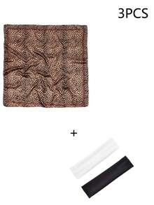 1条女士90*90时尚豹纹印花方巾，新款夏季头巾，可作腰带、装饰品、丝带、发带或领巾使用，适合日常穿着。 - 02-咖啡 - 查看 12